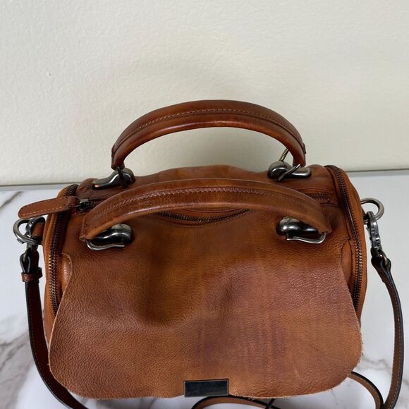 IVTG Brown Leather Satchel Medium Crossbody Studded Bag Purse - Picture 15 of 16